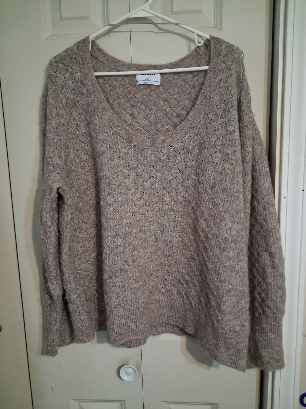 Old Navy Taupe Scoop Neck Knit Sweater